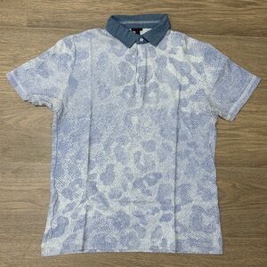 Casual Blue Pattern Polo Shirt